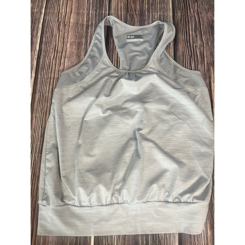 Lija Women's Tennis Golf Racerback Tank Top Gray Stretch SIZE Medium
